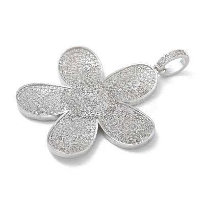 Rack Plating Brass Micro Pave Clear Cubic Zirconia Pendants KK-G515-47P-1
