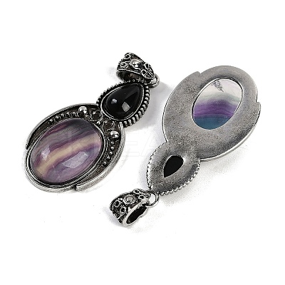 Natural Colorful Fluorite & Obsidian Pendants G-I370-08AS-03-1