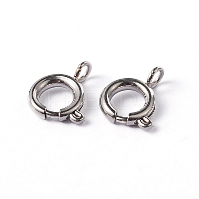 Tarnish Resistant 304 Stainless Steel Smooth Surface Spring Ring Clasps STAS-D149-03-1