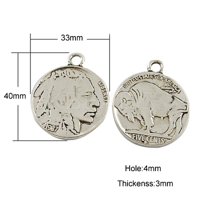 Tibetan Style Alloy Coin Pendants LS-TIBEP-GC001-AS-NR-1