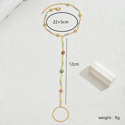 Bohemian Beach Wedding Brass Enamel Daisy Anklets Toe Ring for Women BL1064-1-1
