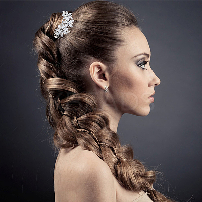 4Pcs Flower Alloy Rhinestone Hair Barrettes for Women Girls MRMJ-GF0001-56-1