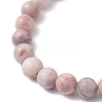 Natural Pink Zebra Jasper Round Beads Bracelets BJEW-JB12435-1