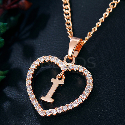 Alloy Crystal Rhinestone Heart with Initial Pendant Necklaces WGD4CFD-09-1