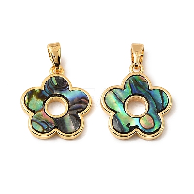 Natural Paua Shell Flower Pendants KK-G538-23G-1