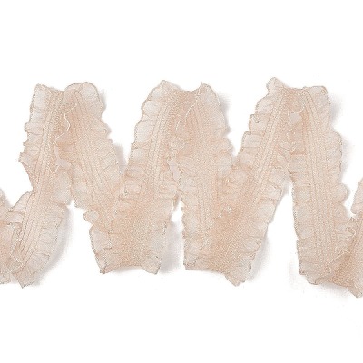 20 Yards Polyester Pleated Elastic Lace Trim SRIB-M015-01F-1