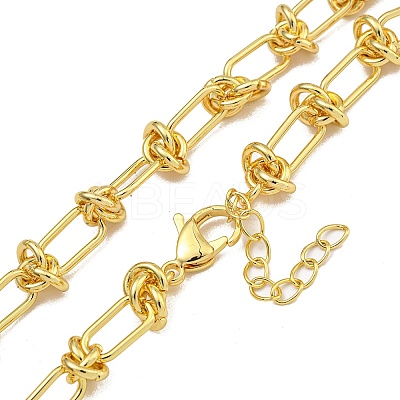 Rack Plating Brass Knot Link Chain Necklaces for Women NJEW-C059-24G-1