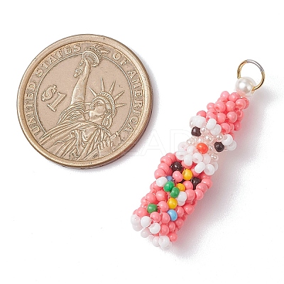 Easter Glass Seed Beaded Dwarf Pendants PALLOY-MZ01037-01-1
