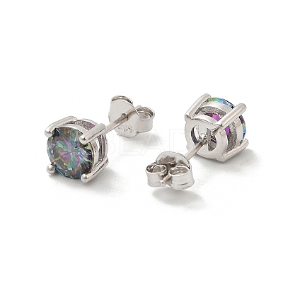 925 Sterling Silver Moissanite Rhinestone Stud Earrings EJEW-U042-04P-1