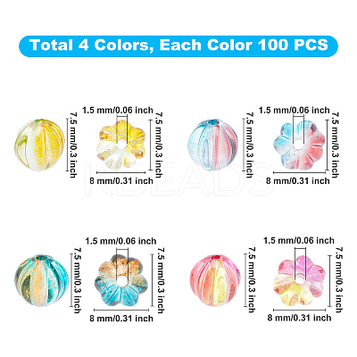 Two Tone Transparent Spray Painted Acrylic Corrugated Beads ACRP-FH0001-01-1