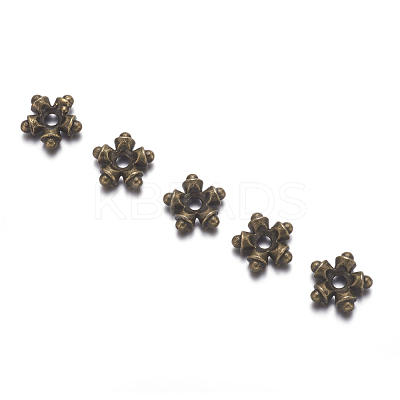 Tibetan Style Alloy Flower Spacer Beads TIBEB-5464-AB-FF-1