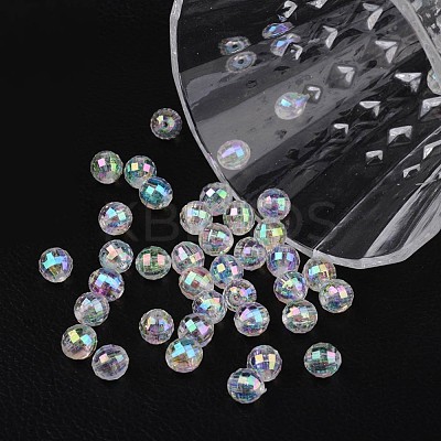 Faceted Eco-Friendly Transparent Acrylic Round Beads X-TACR-K001-6mm-22-1
