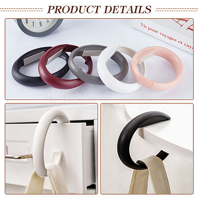 5Pcs 5 Colors Round Plastic Purse Hooks FIND-WR0010-28-1