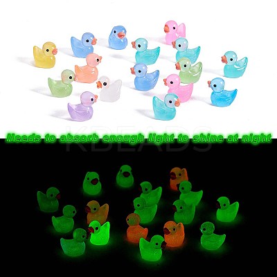 100Pcs Luminous Tiny Ducks Mini Resin Duck Colorful Miniature Fairy Garden Mini Duck  for Miniature Landscape JX530A-1