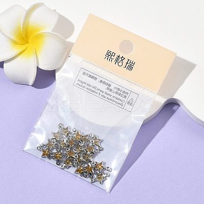 SHEGRACE Brass Pave Cubic Zirconia Star Connector Charms XGRQ2O701-441C-P-1