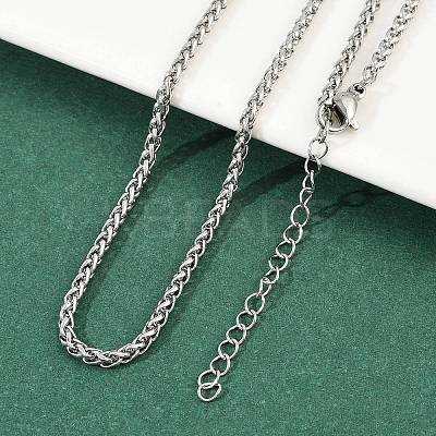 304 Stainless Steel Wheat Chains Necklaces for Unisex NJEW-K395-01B-P-1
