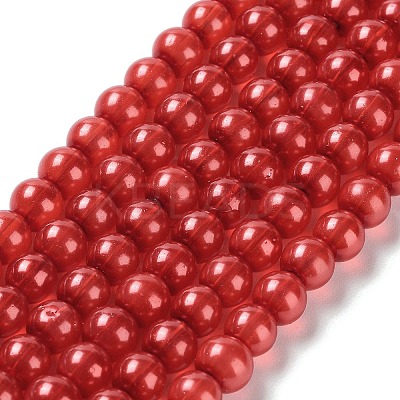 Baking Paint Pearlized Glass Pearl Round Bead Strands HY-XCP0001-13B-1