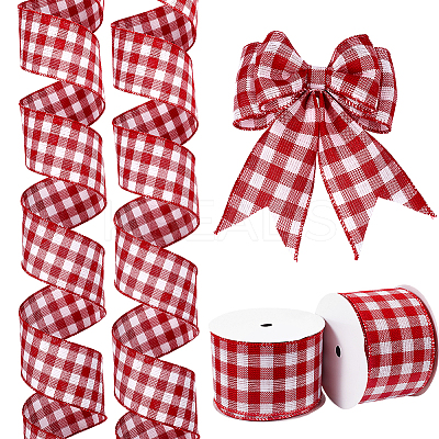 Polyester Tartan Wired Ribbon OCOR-WH0077-087B-1