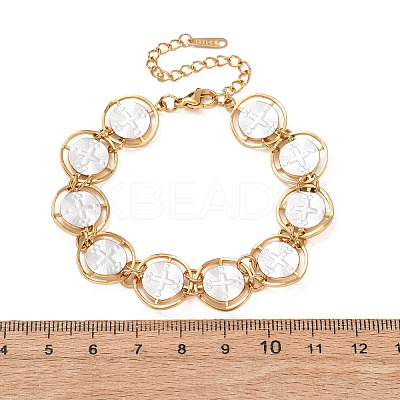 304 Stainless Steel Enamel Link Chain Bracelets for Women BJEW-T027-04D-G-1