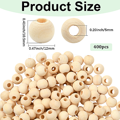 Natural Unfinished Wood Beads WOOD-SP0001-62D-1