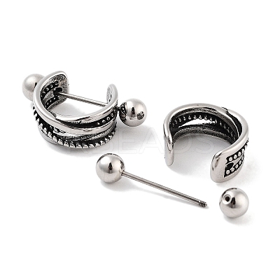 Multi-Strand 316 Surgical Stainless Steel Shield Barbell Hoop Earrings EJEW-Z050-56A-AS-1