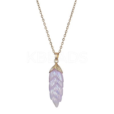 Resin Leaf Pendant Necklaces NJEW-JN04914-1