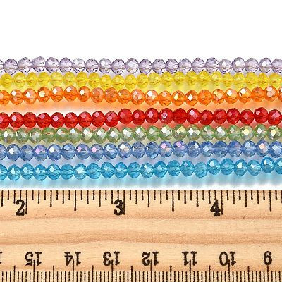 7 Strands 7 Colors Electroplate Transparent Glass Beads Strands EGLA-FP0001-03-1