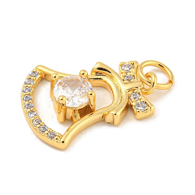 Rack Plating Brass Micro Pave Clear Cubic Zirconia Pendants KK-B093-24G-1