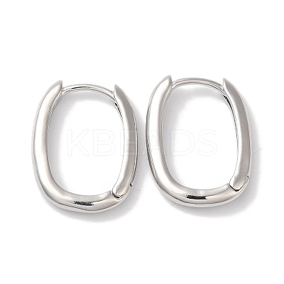 Rectangle Brass Huggie Hoop Earrings for Women EJEW-U008-12P-1