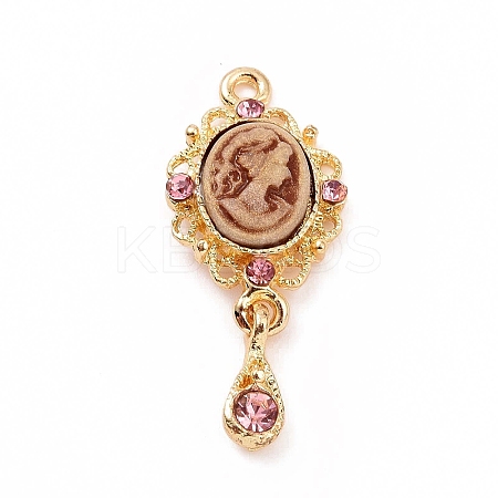 Alloy Cameo Oval Resin Pendants ENAM-M055-38G-03-1