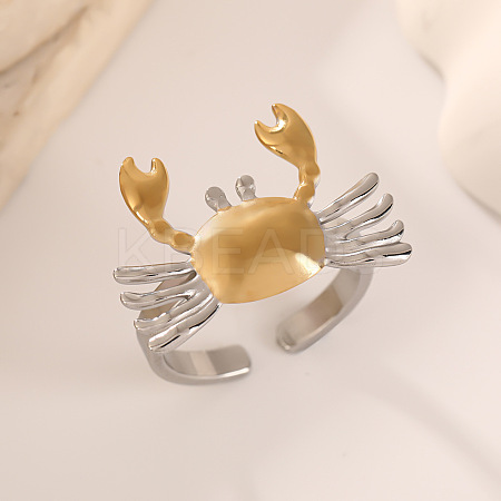 Adjustable 201 Stainless Steel Cuff Open Rings for Women RJEW-B156-02GP-02-1