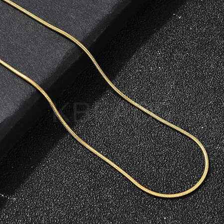 1MM 304 Stainless Steel Round Snake Chain Necklaces for Women NJEW-Z091-10G-1