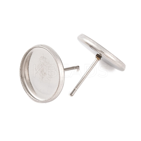 Tarnish Resistant 304 Stainless Steel Flat Round Stud Earring Settings X-STAS-I017-01-1