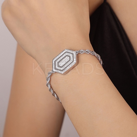 Cubic Zirconia Hexagon Link Bracelet BJEW-Q775-06P-1
