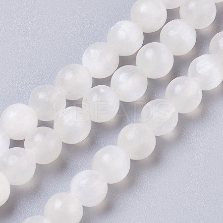 Natural Selenite Beads Strands G-I203-C-6mm-1