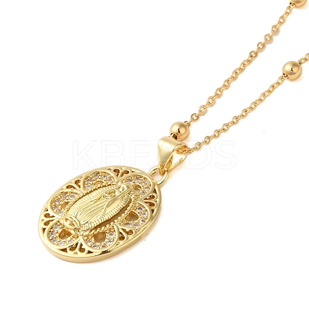 Brass Micro Pave Clear Cubic Zirconia Pendant Necklaces for Women LS-NJEW-S429-03G-03-1