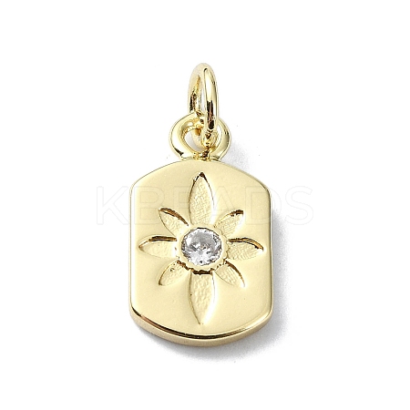 Star Theme Brass Micro Pave Clear Cubic Zirconia Pendants KK-H475-52G-03-1
