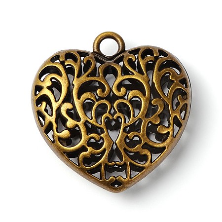 Hollow Tibetan Style Alloy Heart Pendants TIBEP-S095-AB-NR-1