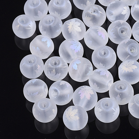 Autumn Theme Electroplate Transparent Glass Beads EGLA-S178-01-01I-1
