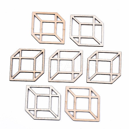 Unfinished Natural Poplar Wood Pendants WOOD-S045-116-1