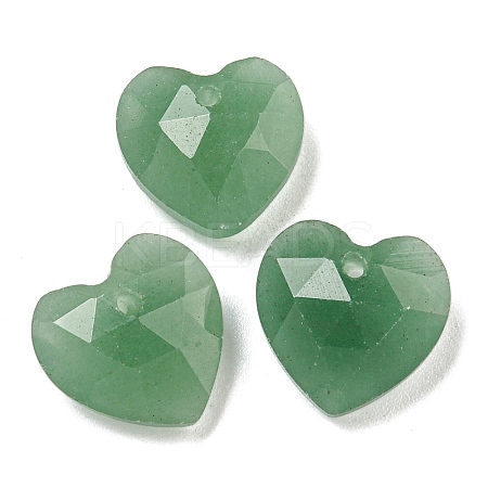 Natural Green Aventurine Faceted Heart Charms G-G123-01H-1