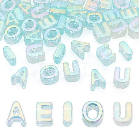 50Pcs 5 Styles UV Plating Rainbow Iridescent Acrylic Beads OACR-TA0004-93A-1
