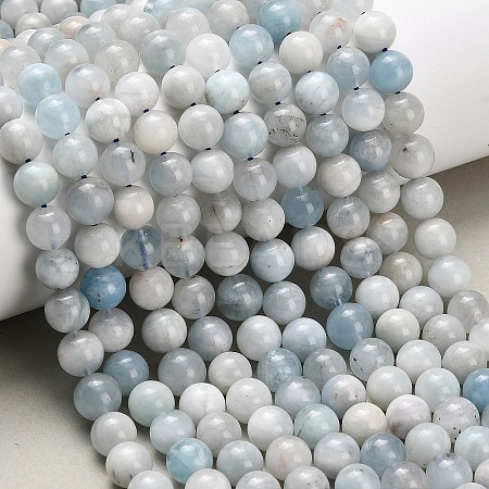 Natural Aquamarine Beads Strands G-F826-B01-8mm-1