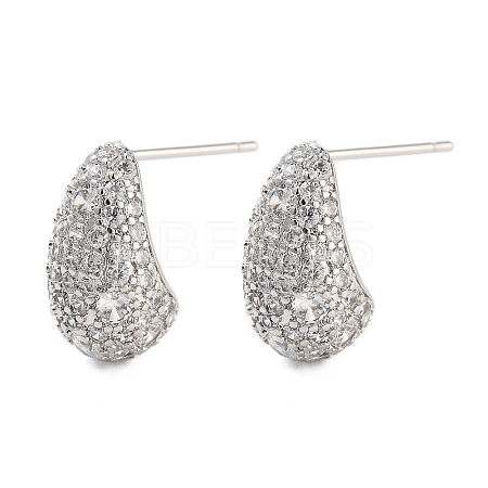 Rack Plating Teardrop Brass Stud Earrings EJEW-N055-25B-P-RS-1