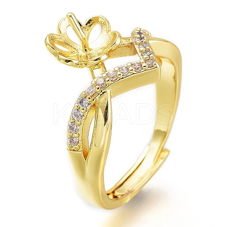 Adjustable Brass Finger Cup Peg Ring Settings ZIRC-I049-03G-1