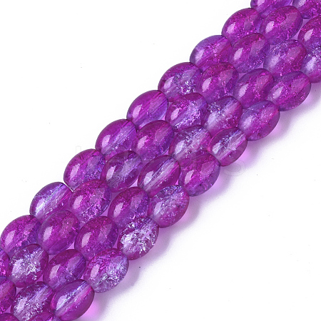 Transparent Crackle Glass Beads Strands DGLA-S085-6x8-37-1