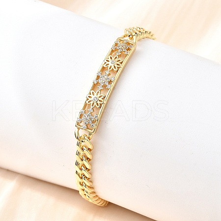 Brass Micro Pave Clear Cubic Zirconia Link Bracelets BJEW-F498-04A-G-1