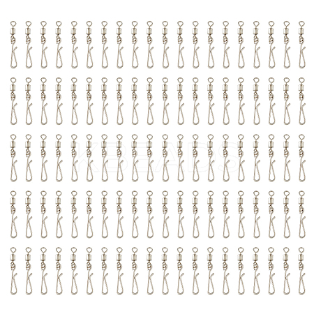100Pcs Brass with Stainless Steel Fishing Fishhook Connector Clasp FIND-FH0010-48P-1