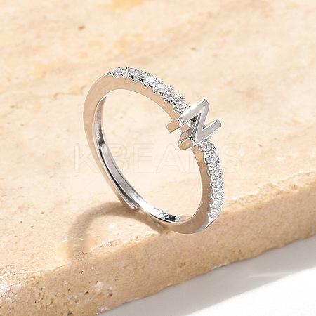 S925 Sterling Silver Adjustable Letter Rings for Women RJEW-M068-01P-N-1