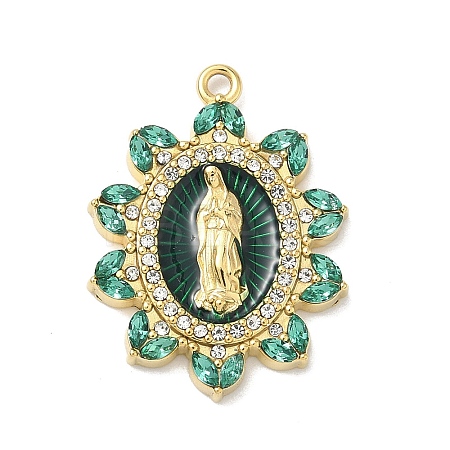 304 Stainless Steel Enamel with Crystal Rhinestone Pendants STAS-G371-03G-02-1